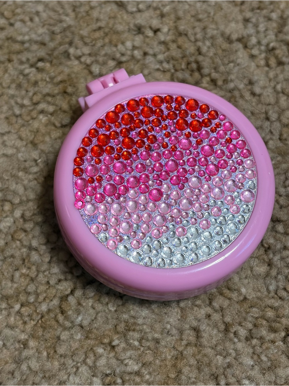 Rhinestone Compact Mirror and Brush